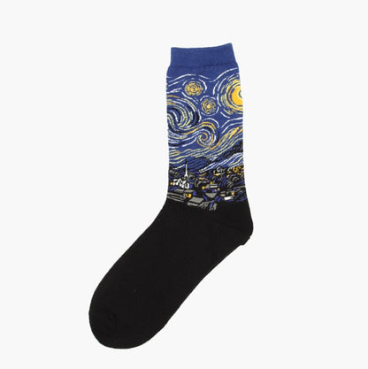 Hot Dropshipping Autumn winter Retro Women New Art Van Gogh Mural World Famous Oil Painting Series Men Socks Funny Socks - Amazhona 