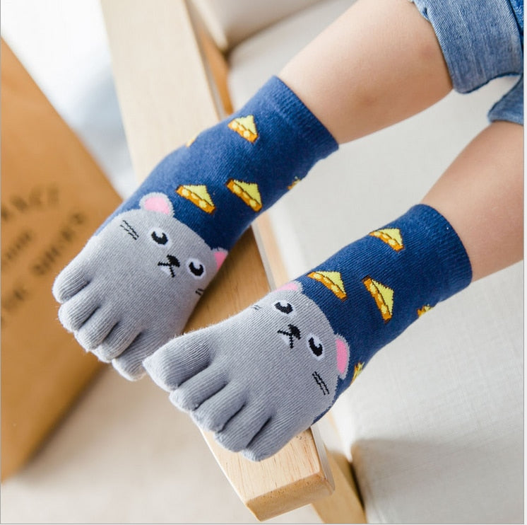 Kids Cute Comfortable High Qualtiy Hot Sale Five Fingers Socks Cotton Fashion Non Slip Pilates Cute Animal Toe Socks - Amazhona 