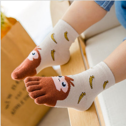 Kids Cute Comfortable High Qualtiy Hot Sale Five Fingers Socks Cotton Fashion Non Slip Pilates Cute Animal Toe Socks - Amazhona 