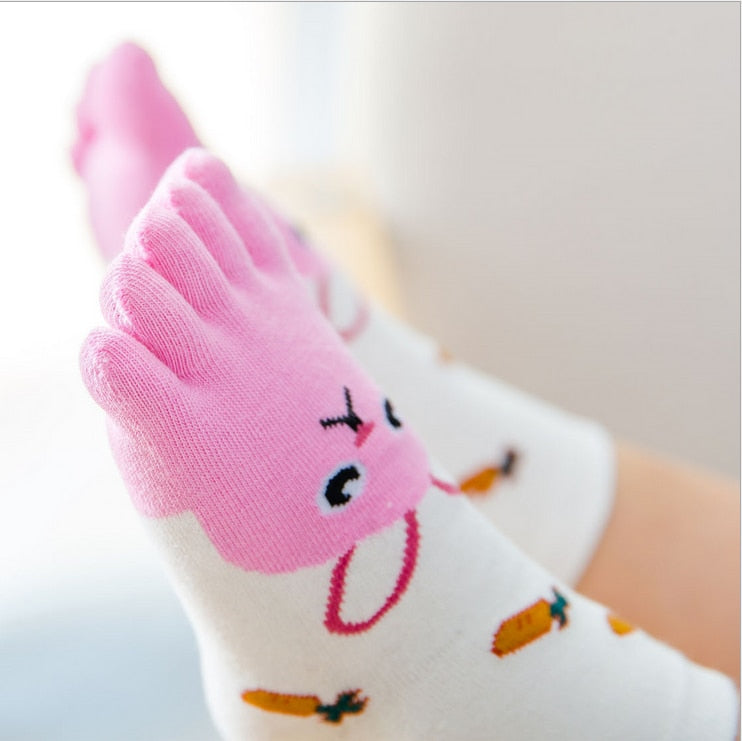 Kids Cute Comfortable High Qualtiy Hot Sale Five Fingers Socks Cotton Fashion Non Slip Pilates Cute Animal Toe Socks - Amazhona 