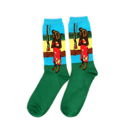 Hot Dropshipping Autumn winter Retro Women New Art Van Gogh Mural World Famous Oil Painting Series Men Socks Funny Socks - Amazhona 