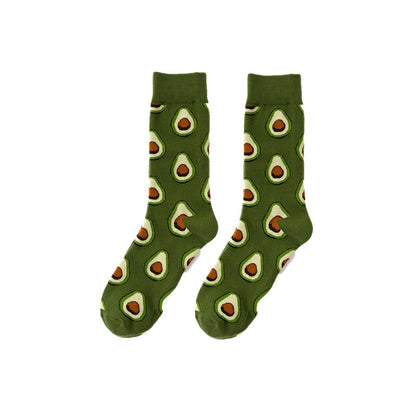 Funny Men Women Fashion Harajuku Fruit Socks Lovely Art With Avocado Sushi Food Animal Dog Happy Socks - Amazhona 