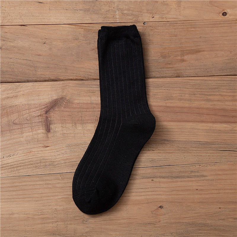 Japanese Loose Socks High School Girls Harajuku Socks Solid Colors Needles Knitting Striped Cotton Socks Women yellow blue black - Amazhona 