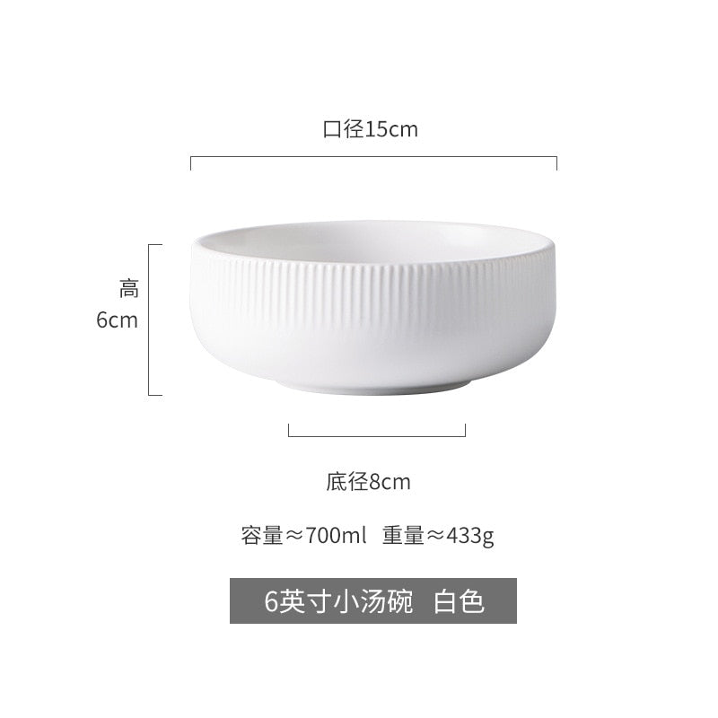 Nordic Ceramic Tableware Matte Glazed Japanese Style Ins Style Dishes Sets Salad Soup Bowl Flat Plate Dinnerware - Amazhona 