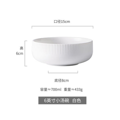 Nordic Ceramic Tableware Matte Glazed Japanese Style Ins Style Dishes Sets Salad Soup Bowl Flat Plate Dinnerware - Amazhona 