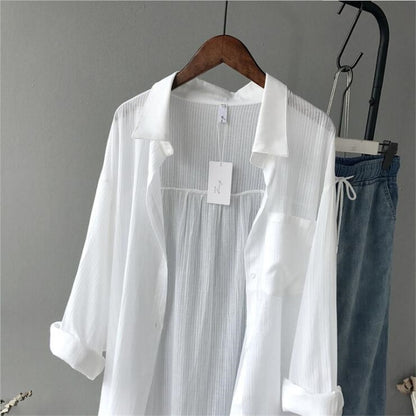 blusas de mujer 2020 Autumn Women Long Sleeve White Shirts Blouse High quality loose Blouse Tops Cotton Casual White Long Blouse Women - Amazhona 