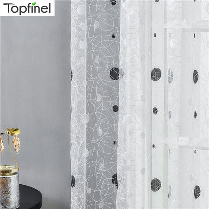 Topfinel Geometric Bird Nest Sheer Curtain for Living Room Sheer Voile for Window Bedroom Tulle Drape Kitchen White Cortinas - Amazhona 