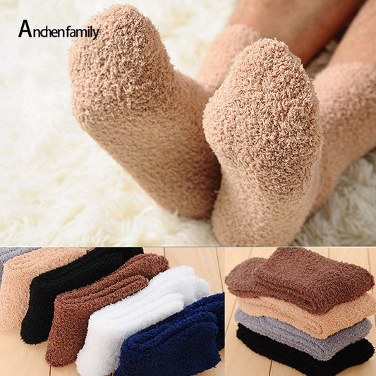 Winter Warm Fluffy Socks In Women's Socks Cute Soft Elastic Coral Velvet Socks Indoor Floor Towel Socks Breathable Pure Colors - Amazhona 