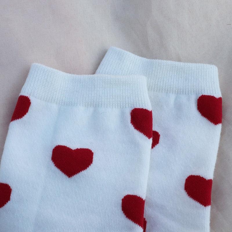 New Women Socks Cute Love With Heart Cotton Harajuku Vintage Happy Female Dots Heart Socks Calzini Primavera Socks Woman - Amazhona 