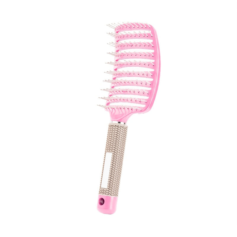 Hair Brush Scalp Massage Comb Hairbrush Bristle&Nylon Women Wet Curly Detangle Hair Brush for Salon Hairdressing Styling Tools - Amazhona 