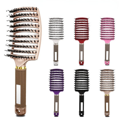 Hair Brush Scalp Massage Comb Hairbrush Bristle&Nylon Women Wet Curly Detangle Hair Brush for Salon Hairdressing Styling Tools - Amazhona 