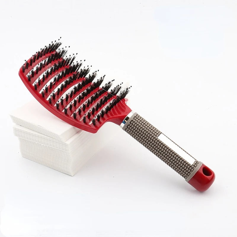 Hair Brush Scalp Massage Comb Hairbrush Bristle&Nylon Women Wet Curly Detangle Hair Brush for Salon Hairdressing Styling Tools - Amazhona 