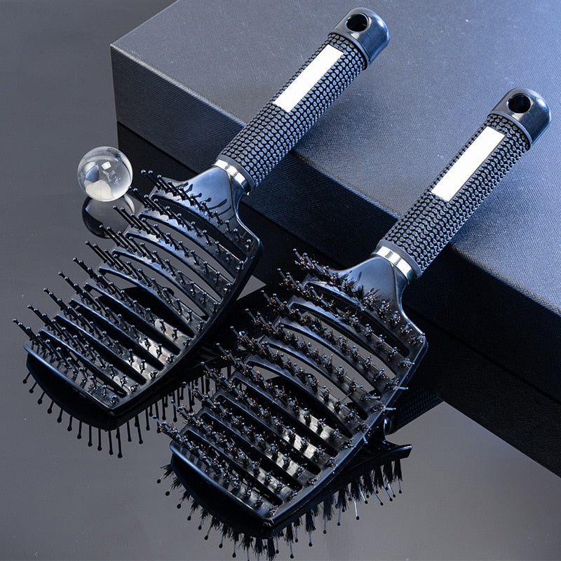 Hair Brush Scalp Massage Comb Hairbrush Bristle&Nylon Women Wet Curly Detangle Hair Brush for Salon Hairdressing Styling Tools - Amazhona 