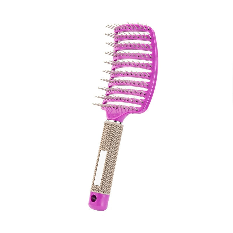 Hair Brush Scalp Massage Comb Hairbrush Bristle&Nylon Women Wet Curly Detangle Hair Brush for Salon Hairdressing Styling Tools - Amazhona 