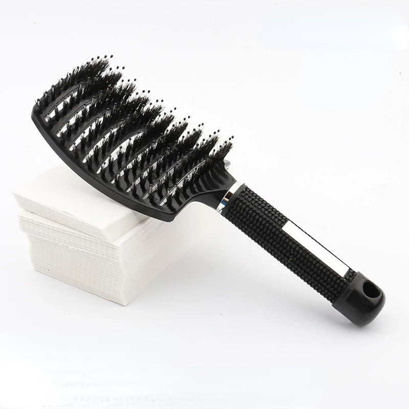 Hair Brush Scalp Massage Comb Hairbrush Bristle&Nylon Women Wet Curly Detangle Hair Brush for Salon Hairdressing Styling Tools - Amazhona 