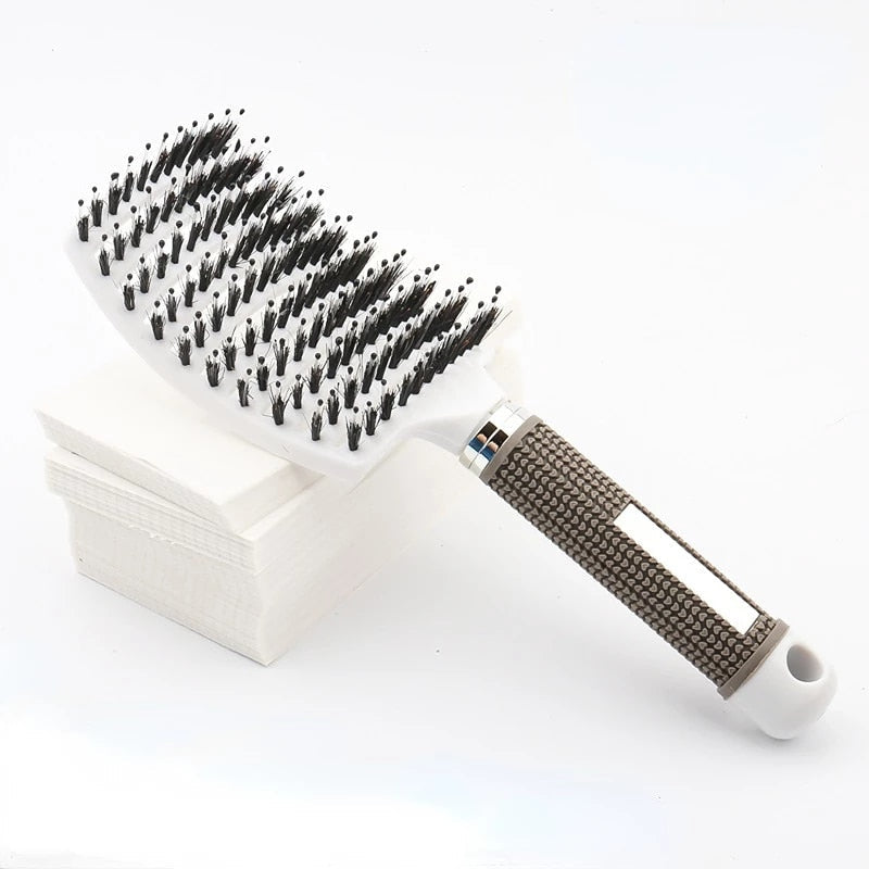 Hair Brush Scalp Massage Comb Hairbrush Bristle&Nylon Women Wet Curly Detangle Hair Brush for Salon Hairdressing Styling Tools - Amazhona 