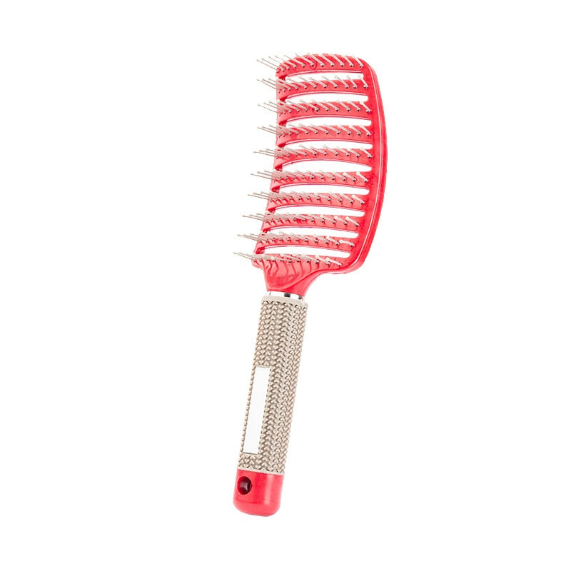 Hair Brush Scalp Massage Comb Hairbrush Bristle&Nylon Women Wet Curly Detangle Hair Brush for Salon Hairdressing Styling Tools - Amazhona 