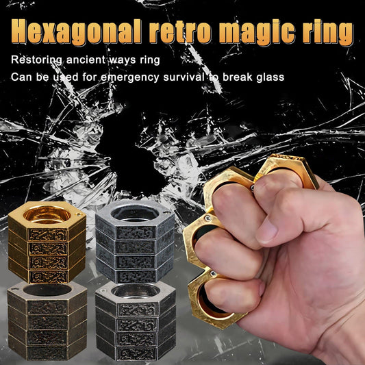 Hard Self Defense Ring Emergency Window Breaker Round Hex Ring Finger Buckle Ring Outdoor Climbing Finger Buckle Ring - Amazhona 