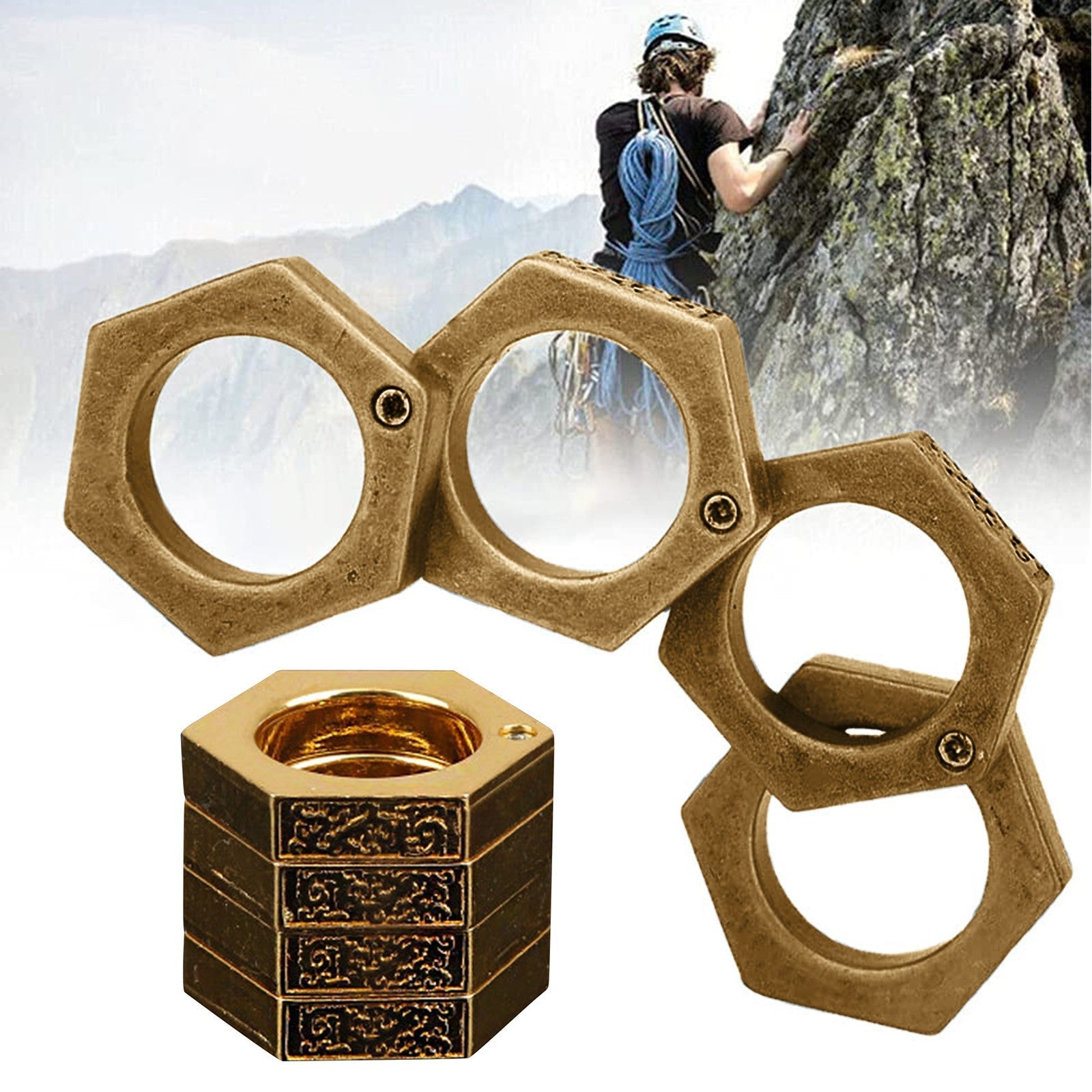 Hard Self Defense Ring Emergency Window Breaker Round Hex Ring Finger Buckle Ring Outdoor Climbing Finger Buckle Ring - Amazhona 