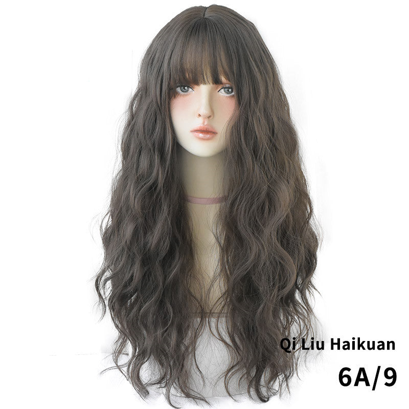 Haze blue natural long curly hair cover - Amazhona 