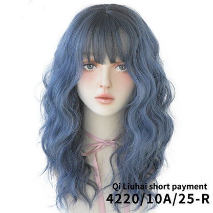 Haze blue natural long curly hair cover - Amazhona 