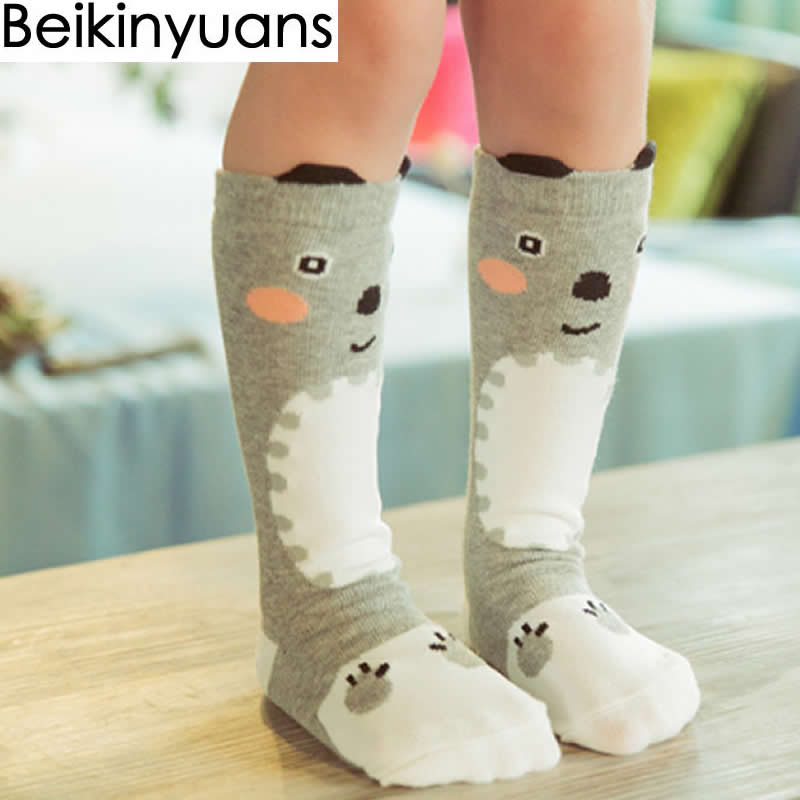 Baby Girls Socks legs warm Fox print Cotton sokken Character Knee Socks Kid Clothing unisex Toddler Boot Socks Cartoon - Amazhona 