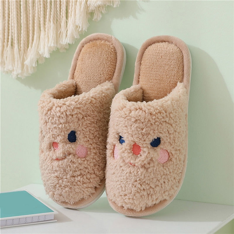 Upgrate Cute Animal Slipper For Women Girls Kawaii Fluffy Winter Warm Slippers Woman Cartoon Milk Cow House Slippers Funny Shoes - Amazhona 