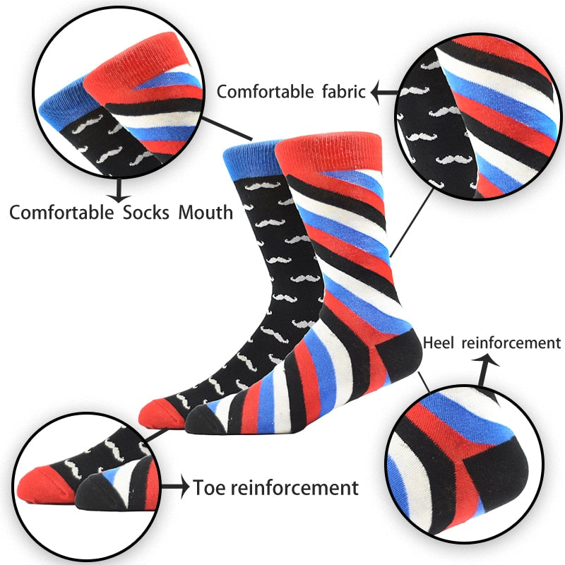 High Quality Combed Cotton Socks Food Pattern Long Tube Funny Happy Men Socks Colorful Novelty Skateboard Crew Casual Crazy Sock - Amazhona 