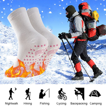 2pcs Unisex Winter Warm Self-Heating Health Socks Men/Women Outdoor Hiking Anti-Cold Magnetic Thermal Adults Camping Stockings - Amazhona 