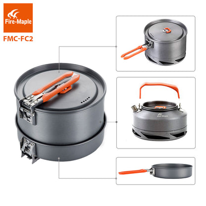 Fire Maple Camping Cookware Utensils Dishes Camp Cooking Set Hiking Heat Exchanger Pot Kettle FMC-FC2 Outdoor Tourism Tableware - Amazhona 