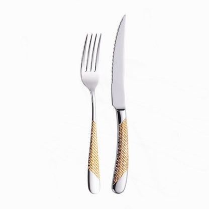 Kitchen Tableware Cutlery Set Silver Cutlery Set Stainless Steel Luxury Dinnerware Fork Spoon Knife Western Dinner Set Gold - Amazhona 