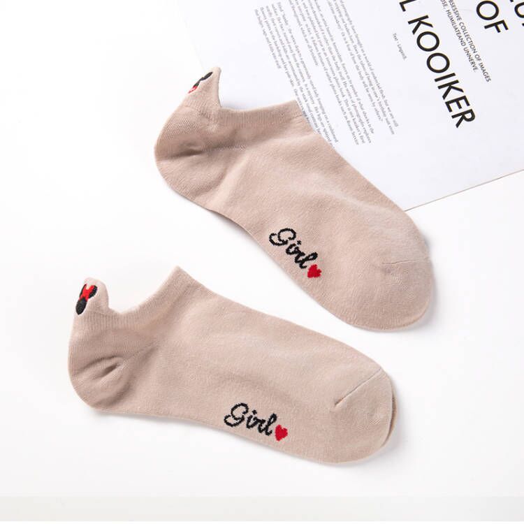 Disney 1pair women Boat socks Mickey cute cartoon Japanese Korean sweet cotton socks spring and summer wild short tube socks - Amazhona 