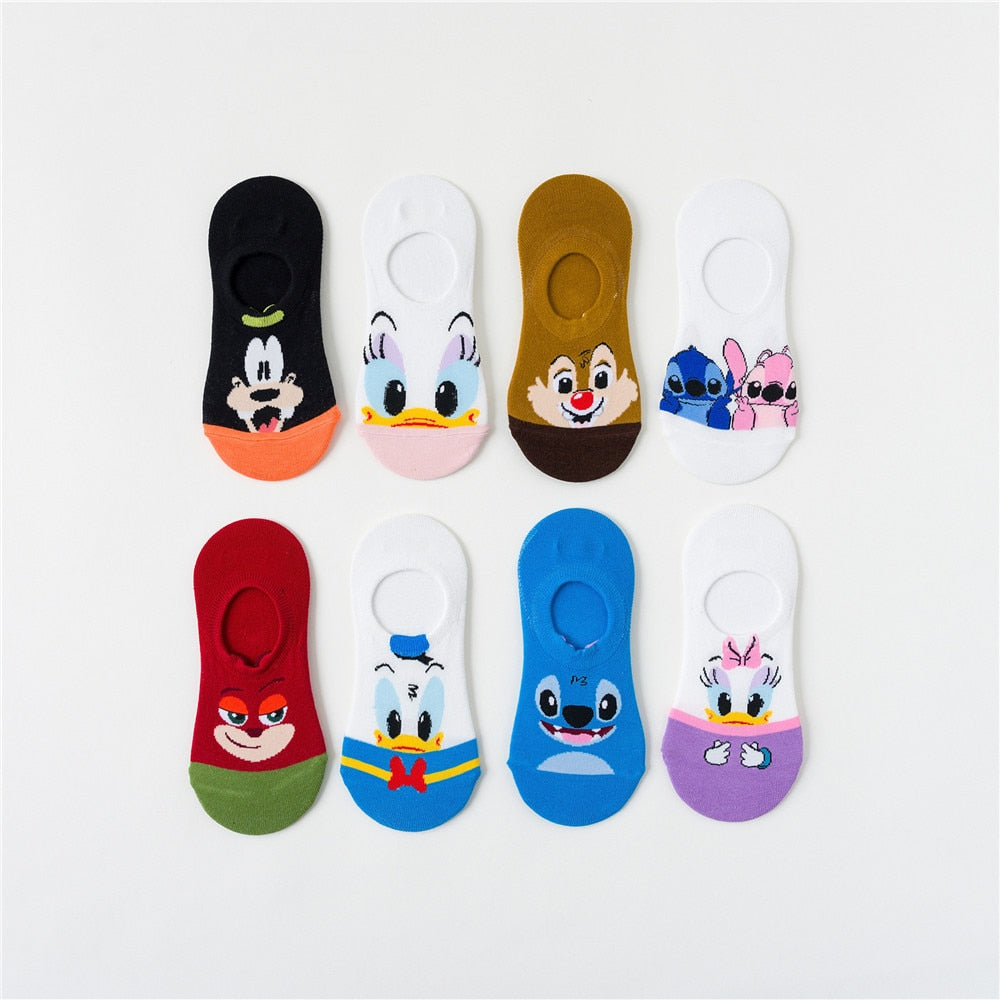 Disney Cartoon Short Socks Slipper Stitch Boat Socks Printed Happy Invisible Summer Mickey Mouse Women Cotton Socks - Amazhona 