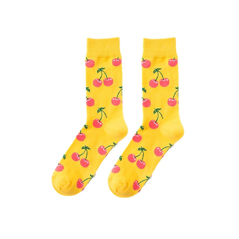 Funny Men Women Fashion Harajuku Fruit Socks Lovely Art With Avocado Sushi Food Animal Dog Happy Socks - Amazhona 