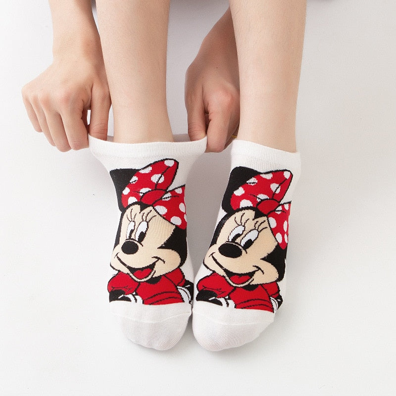 Disney 1pair women Boat socks Mickey cute cartoon Japanese Korean sweet cotton socks spring and summer wild short tube socks - Amazhona 