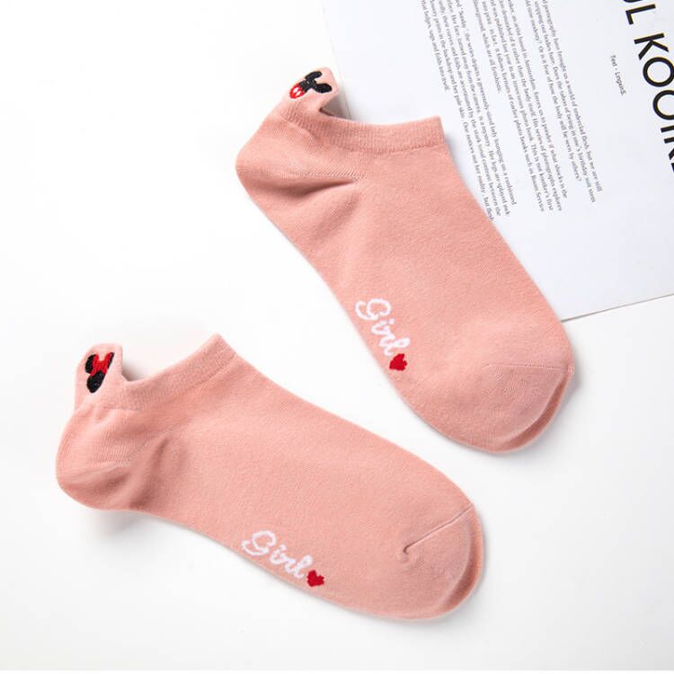 Disney 1pair women Boat socks Mickey cute cartoon Japanese Korean sweet cotton socks spring and summer wild short tube socks - Amazhona 