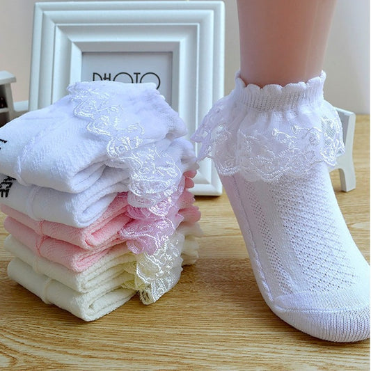 Summer Fashion Kids Socks Baby Girl Ruffle Sock Cute Baby Frilly  Toddle Designer White Pink Lace Kid Cotton Socks For Girls - Amazhona 