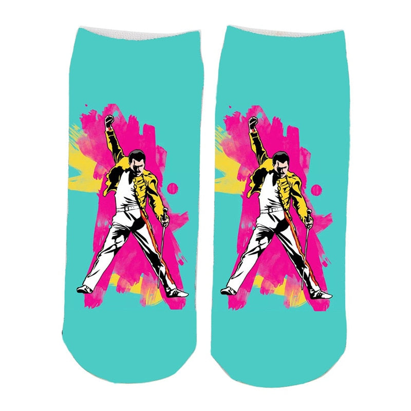 Freddie Mercury Socks Men Women Casual Non Slip Breathable Comfortable Middle Tube Socks Christmas Gift for Fans Beatles Socks - Amazhona 