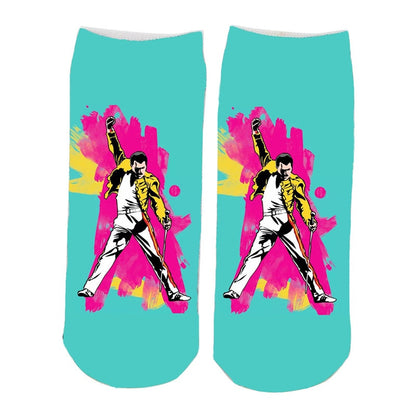 Freddie Mercury Socks Men Women Casual Non Slip Breathable Comfortable Middle Tube Socks Christmas Gift for Fans Beatles Socks - Amazhona 