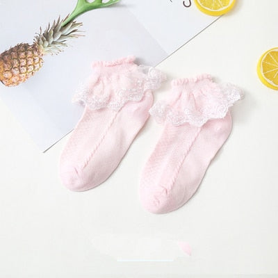 Summer Fashion Kids Socks Baby Girl Ruffle Sock Cute Baby Frilly  Toddle Designer White Pink Lace Kid Cotton Socks For Girls - Amazhona 