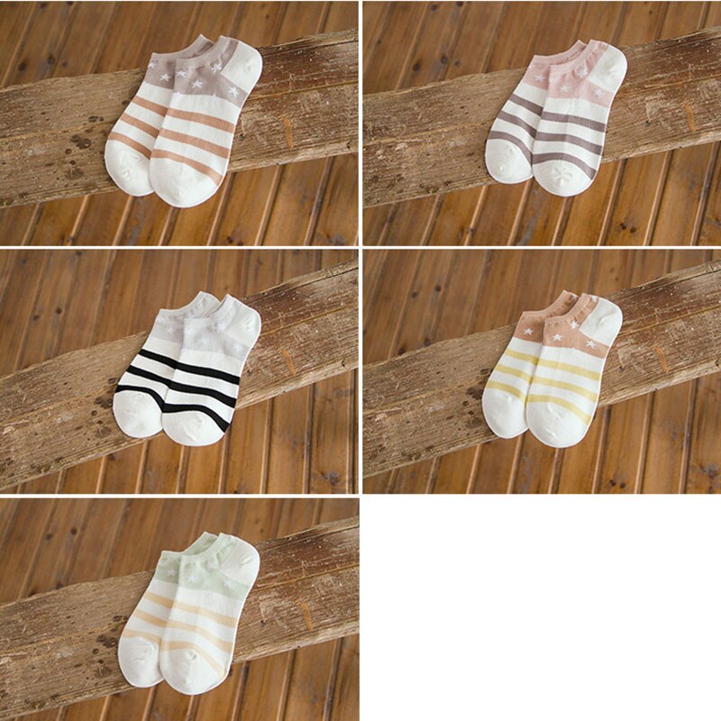 Cotton Boat Socks Woman Stars Stripe Socks ankle low female invisible color girl boy slipper casual hosiery  1pair=2pcs ws106 - Amazhona 