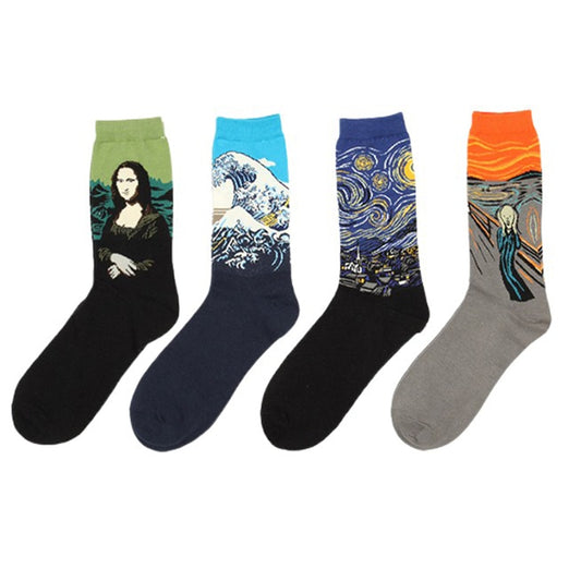 Hot Dropshipping Autumn winter Retro Women New Art Van Gogh Mural World Famous Oil Painting Series Men Socks Funny Socks - Amazhona 