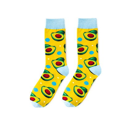 Funny Men Women Fashion Harajuku Fruit Socks Lovely Art With Avocado Sushi Food Animal Dog Happy Socks - Amazhona 