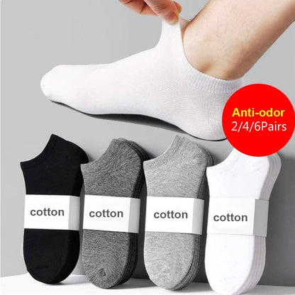 2/4/6 PCS Breathable Ankle Invisible Boats Socks Men Cotton Short Socks Low Cut Sport Socks for Casual Socks Men Invisible Sock - Amazhona 