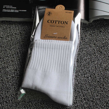 New Cotton Socks Men Summer Spring Thin Sock Business Men's Crew Socks Breathable Socks Men Coton Solid Mid Length 141 - Amazhona 