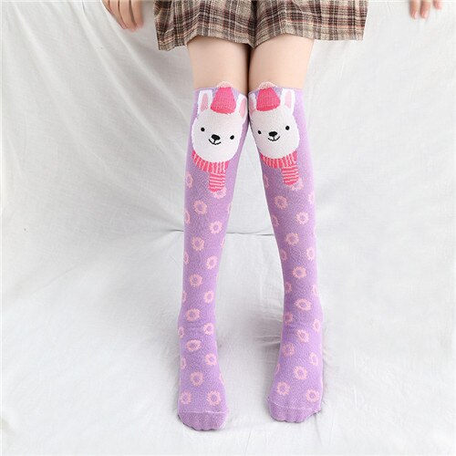 3-12Years Length Baby Girl Socks Winter Warm Cotton Socks For Girls Winter Warm Baby Girl Socks for Children Knee High Christmas - Amazhona 