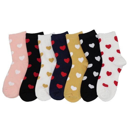 New Women Socks Cute Love With Heart Cotton Harajuku Vintage Happy Female Dots Heart Socks Calzini Primavera Socks Woman - Amazhona 