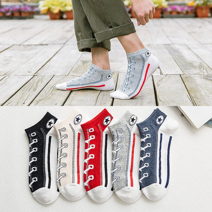 New Men Casual Socks Spring Summer Autumn Fashion Creative Denim Shoes Pattern Sock Japanese Korean Style Happy Women Sox - Amazhona 