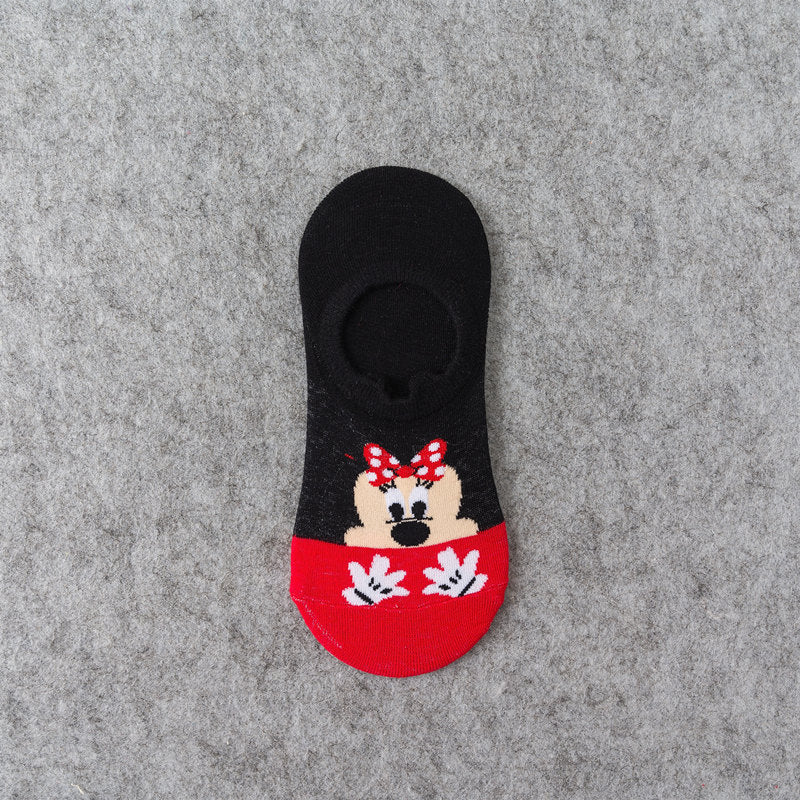 Disney Cartoon Short Socks Slipper Stitch Boat Socks Printed Happy Invisible Summer Mickey Mouse Women Cotton Socks - Amazhona 