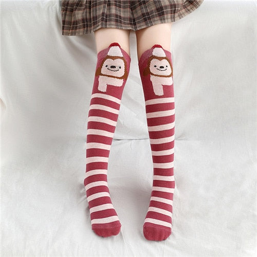 3-12Years Length Baby Girl Socks Winter Warm Cotton Socks For Girls Winter Warm Baby Girl Socks for Children Knee High Christmas - Amazhona 